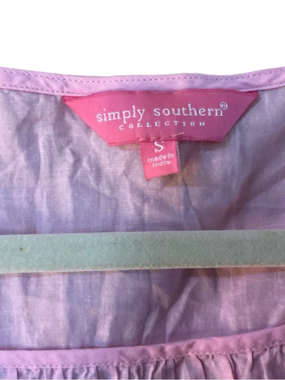 Simply Southern Pink Ruffle Sleeveless Peplum Top Tie Waist Size Small NWT - Picture 2 of 9